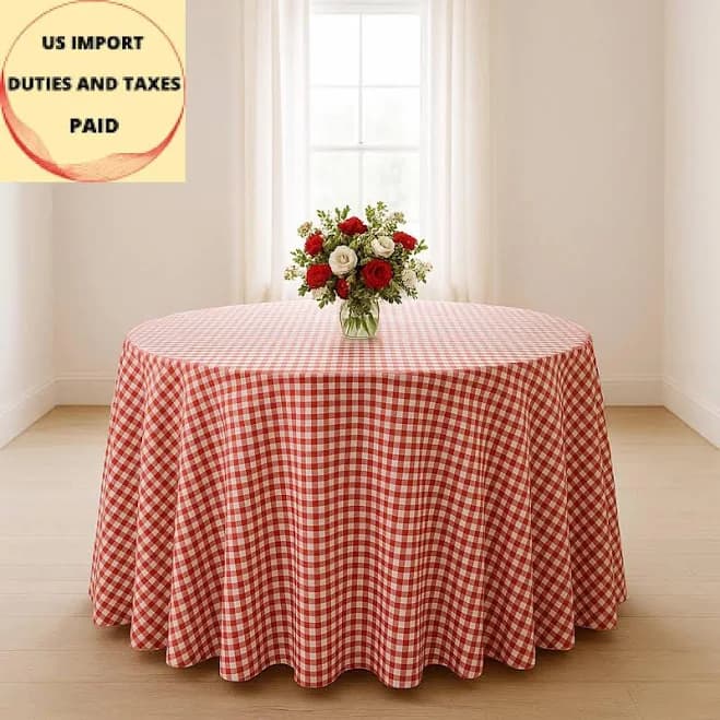 Gingham Cotton Tablecloth: Red Checkered Farmhouse Table Cloth - Custom Size