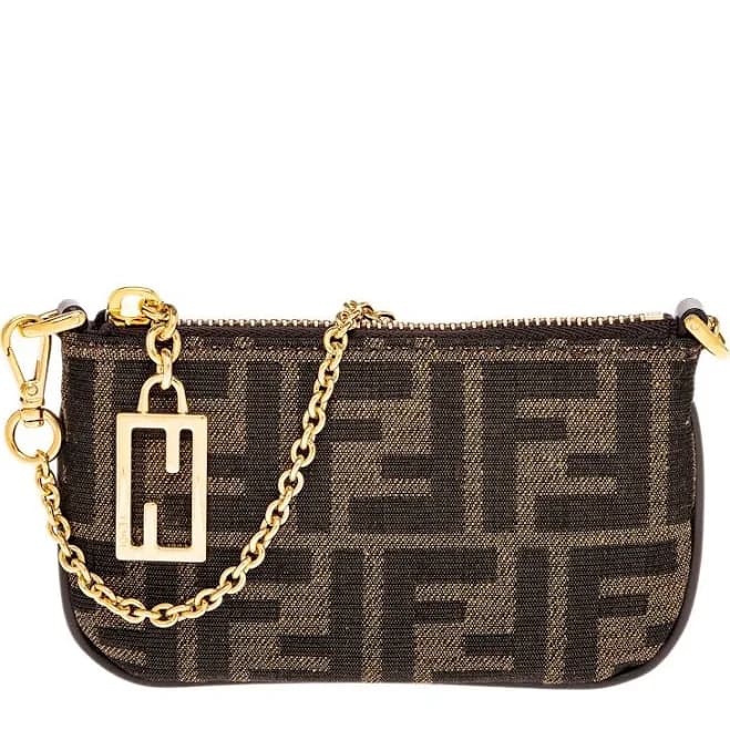 Fendi Mini Baguette Jacquard Chain Pouch