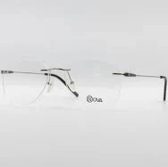 R NOVA NVF1923 Drilled Rimless ( Clear W/ Silver Temples & Bridge)
