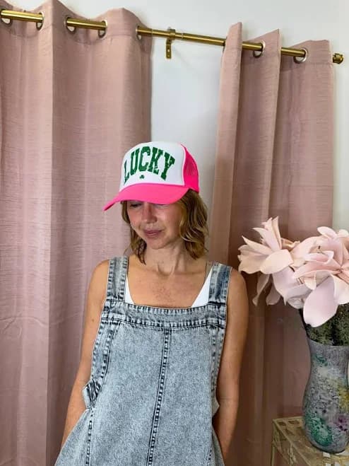 Lucky Trucker Hats - Choose Color Pink