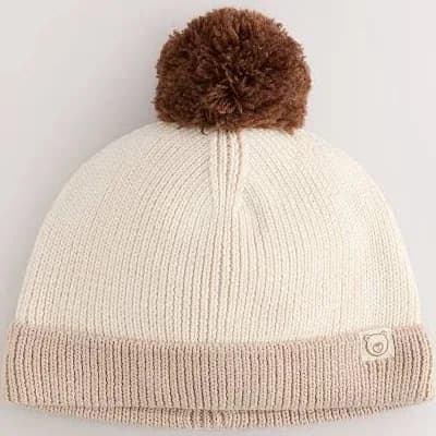 Next Neutral Baby Knitted Pom Beanie