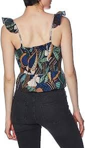 GUESS Women's Sleeveless Carine Peplum Top, Tropical Traveler, S : GUESS: Amazon.sg: Fashion