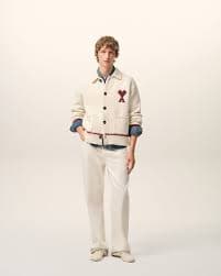 MOONLIGHT / DARK NIGHT BLUE White Wool Ami De Coeur Crewneck Sweater | Ami Paris