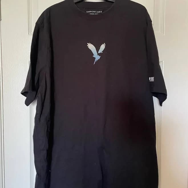 American Eagle Outfitters Shirts | American Eagle Outfitters Black Tee With Blue Logo | Color: Black | Size: Xlt | Joymad7's Closet