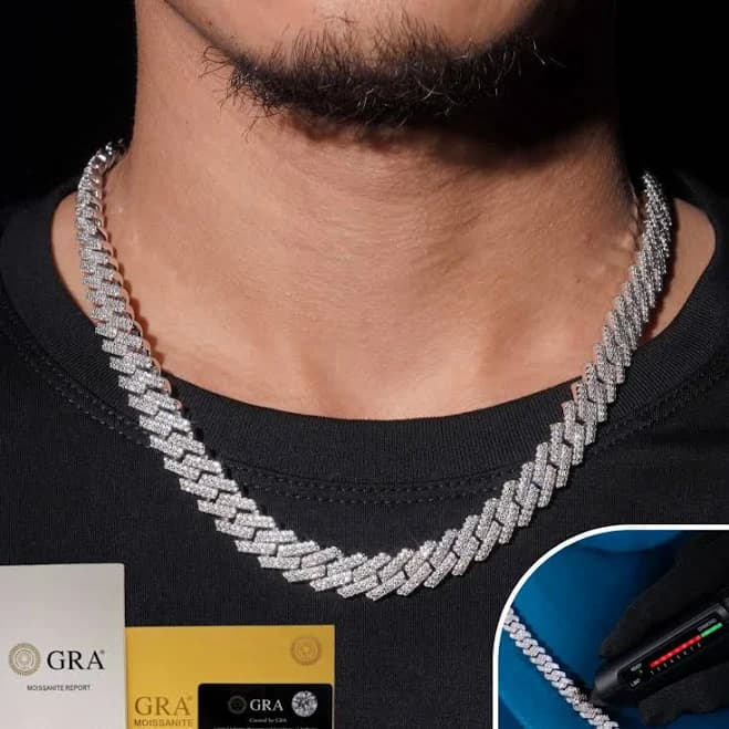 Iced Out 925 Sterling Silver Cuban Link Chain for Men