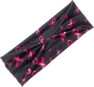 BBTDIN Breast Cancer Awareness Turban Headband Breast Cancer Awareness Pink Ribbon Headwear BCA10 (Black Band)