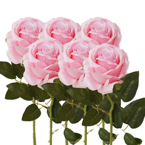 12pcs Artificial Rose Flowers Realistic Roses Bouquet Long Stem Home Wedding Hotel Office Party Table Centerpiece Decoration