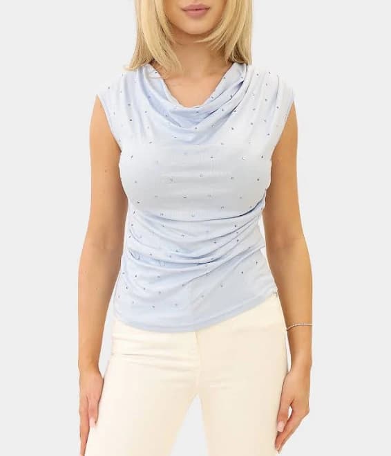 Rhinestone Draped Top