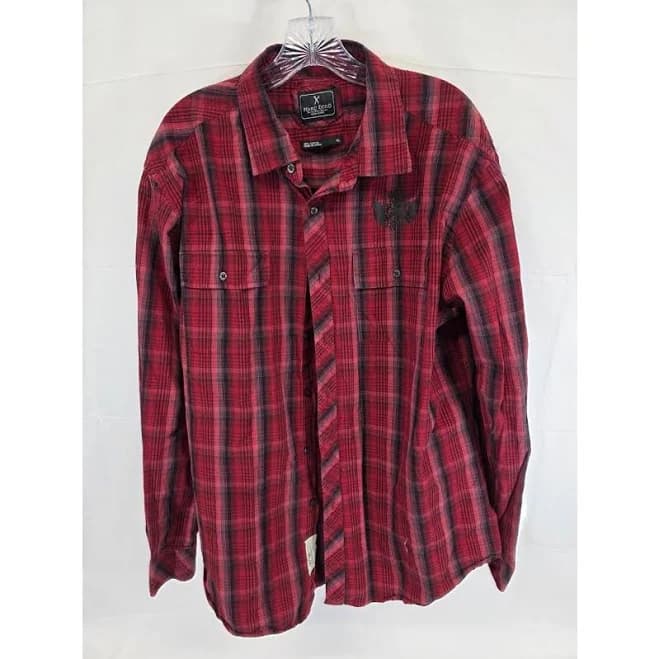 Marc Ecko Men's Plaid Cotton Button Down Shirt