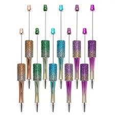 10pcs laser gradient colored beaded pen creative diy plastic body ballpoint pen fit party learning supplies gift (not contain beads) - beauty & health - Temu