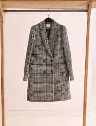 Sezane Johnson Coat Plaid Wool 36 US 4/S Double Breasted