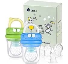 Lictin Baby Fruit Food Feeder Pacifier, 2-Pack Fresh Food Feeder, Infant Teether Toy, Silicone Fruit Teether for Babies, Infant Fruit Teething Toy,