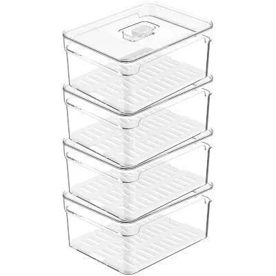 Ou Fridge Organizer Bins with Vented Lid