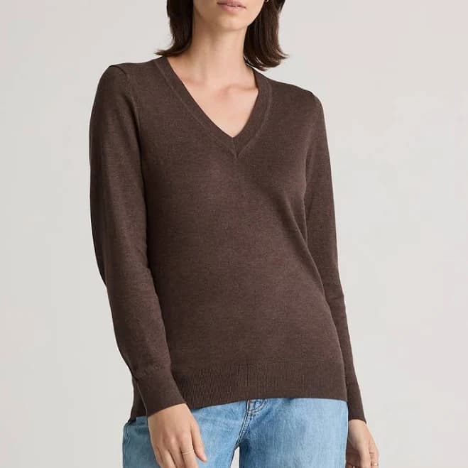 Quince Women's Organic Cotton Cashmere V-Neck Sweater