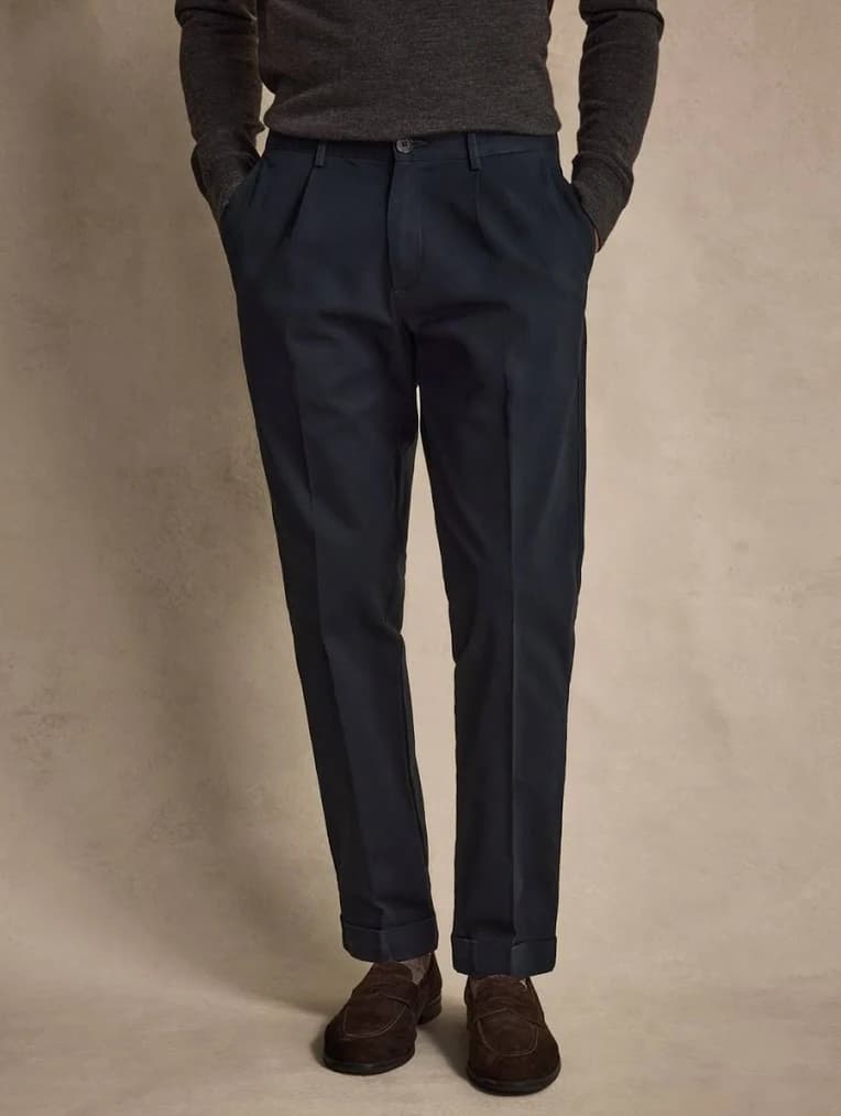 John Henric Men's Relaxed Fit Pleated Trousers