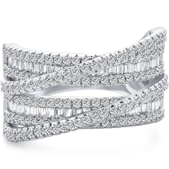 Bling Jewelry Modern CZ Cubic Zirconia Crossover Criss Cross Statement Cocktail Band Ring