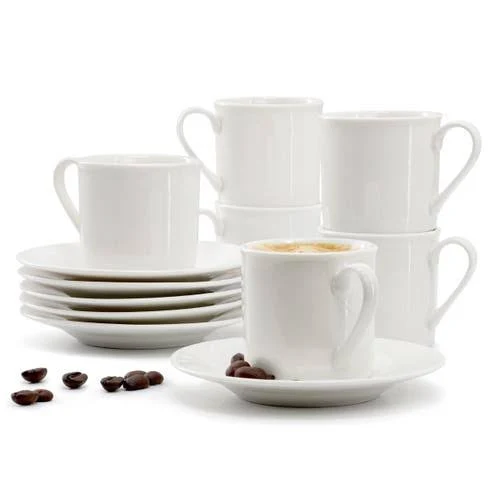 Elama Aspin 12 Piece 2.5 Ounce Porcelain Espresso Cup Set with Saucers