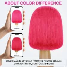 YOUFA Hot Pink Human Hair Wigs Pre Plucked Hairline 13x4 HD Transparent Lace Frontal Wig 8-16 Inch Lace Front Short Bob Wigs - AliExpress