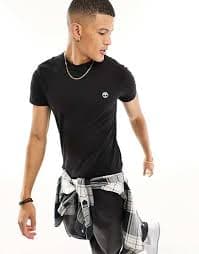 Timberland dunstan river left chest logo t-shirt in black | ASOS