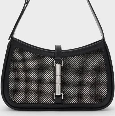 Charles & Keith Cesia Crystal-embellished Satin Shoulder Bag