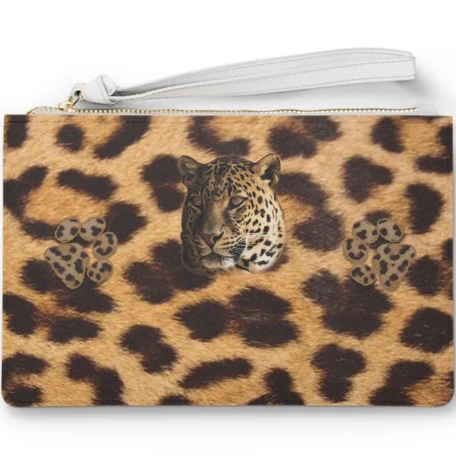 Leopard Print Polyurethane Leather Clutch Bag