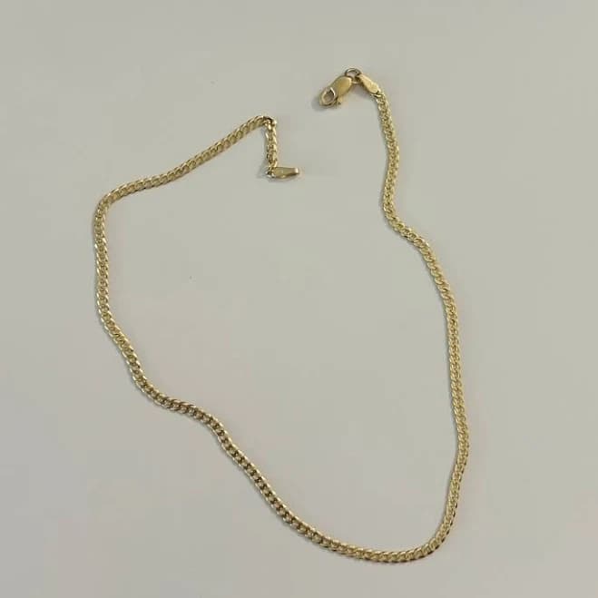 10K Gold 1.7mm Cuban Curb Anklet, 10 Inches