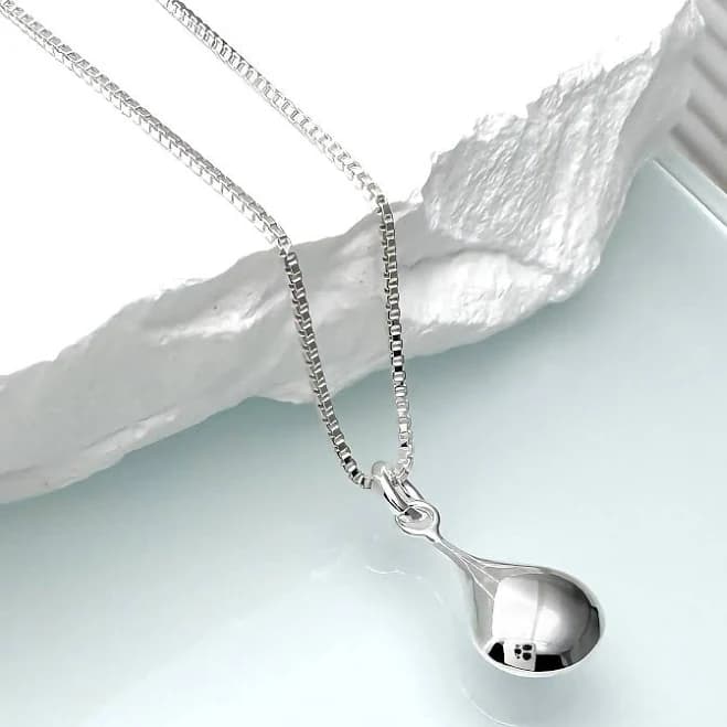 Tiny High Polish Teardrop Pendant Necklace