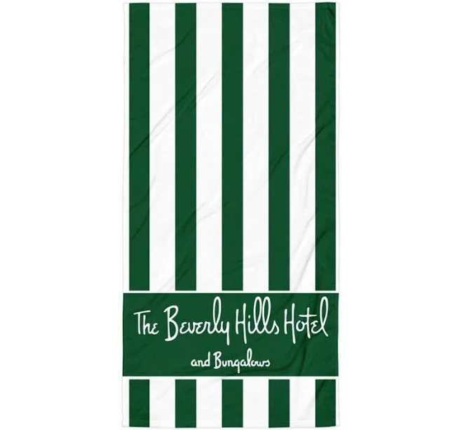 Green Striped Pool Towel: Beverly Hills Hotel Inspired Cabana Stripe