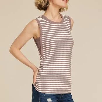 maurices Women's Striped Ribbed Tank Top with Side Gusset