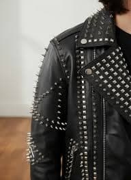 Handmade Men Punk Black Embroidered Jacket. Men Leather Rock Studded S – Rebels Market