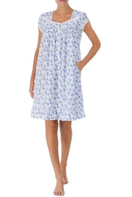 Eileen West Women's Floral Print Cap Sleeve Cotton Nightgown