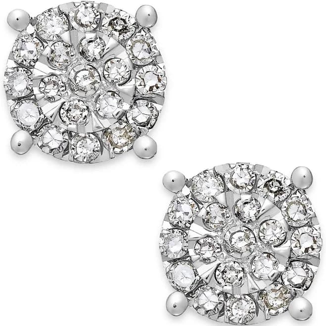 Macy's Diamond Cluster Stud Earrings in Sterling Silver