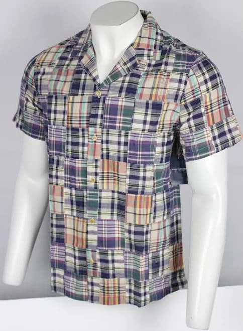 Lucky Brand Men's Patchwork Short Sleeve Button-Up Shirt