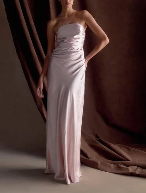 Meshki Cedar Strapless Satin Maxi Dress