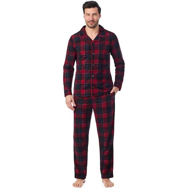 Cuddl Duds Men's Cozy Lodge Notch Collar Pajama Top and Pajama