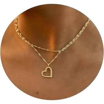 14K Gold Plated Dainty Heart Pendant Necklace