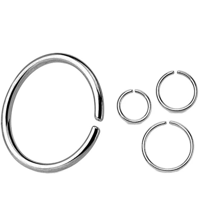 High Polished 316L Surgical Steel Seamless Easy to Bend Nose Ring Hoop Pierced Universe