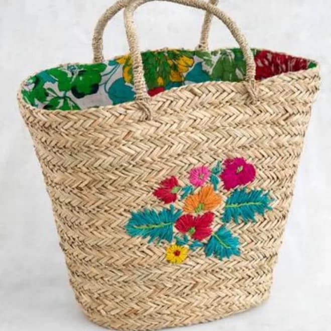 Natural Life Bags | Nwt- Adorable Straw Beach Tote With Floral Lining | Color: Cream | Size: Os | Lorieanncollins's Closet