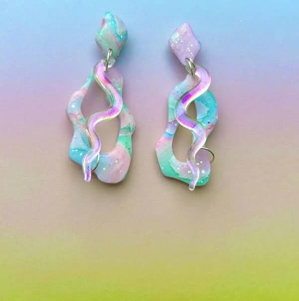 Handmade Multichrome Dangle Earrings