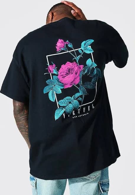 boohooMAN Men's Oversized Virtues Graphic T-Shirt