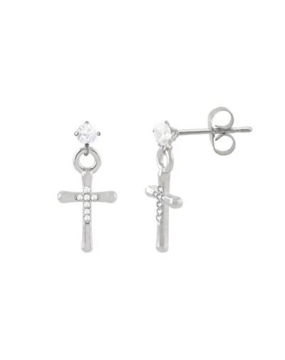 Spencer's CZ Cross Dangle Stud Earrings