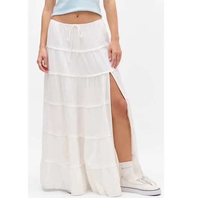 BDG Sadie Tiered Cotton Maxi Skirt