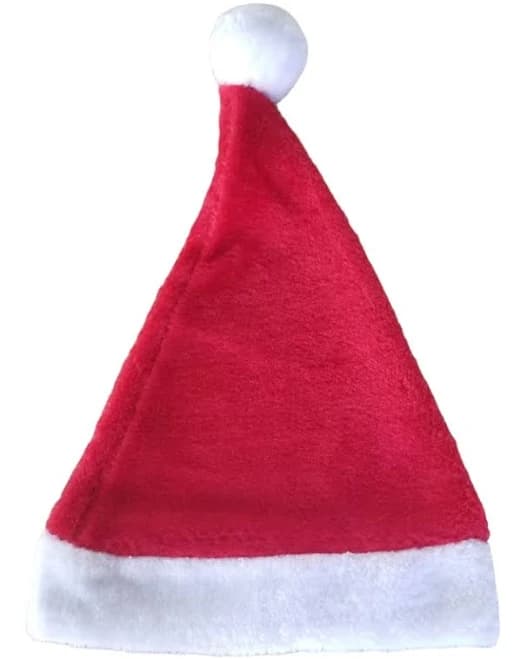 Holiday Time Velvet Santa Hat Red, With White Poms One Size Fits Most