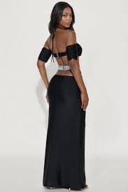 Champagne Toast Halter Top Maxi Skirt Set - Black | Fashion Nova