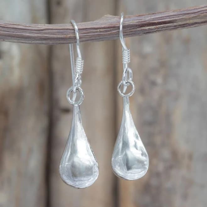 Sterling Silver Teardrop Dangle Earrings