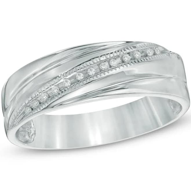 Zales Sterling Silver Diamond Wedding Band