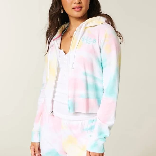 Hollister Women's Terry Logo Zip-Up Hoodie