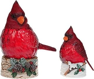 2 Pack Cardinal Snow Globe with LED Lights & Timer, Glitter Christmas Lantern Decor - Battery/USB Operated, Holiday Cardinal Gifts for Home​​