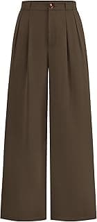 Wide Leg Dress Pants for Women High Waisted Office Work Trousers Business Casual Slacks Button Flowy Palazzo Pant