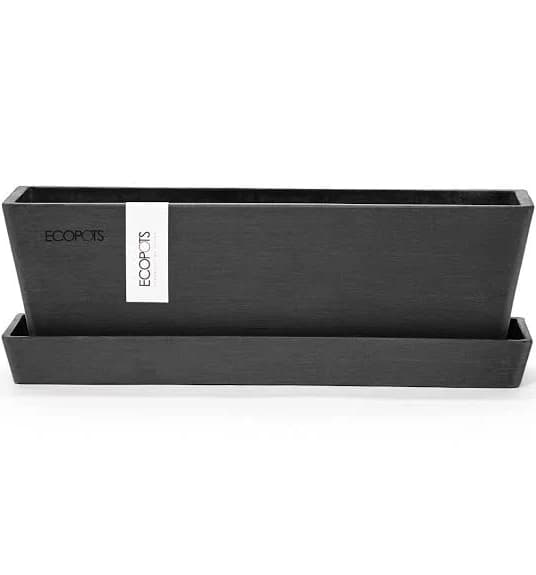 Ecopots Bruges Modern Plastic Rectangular Flower Pot Planter with Saucer